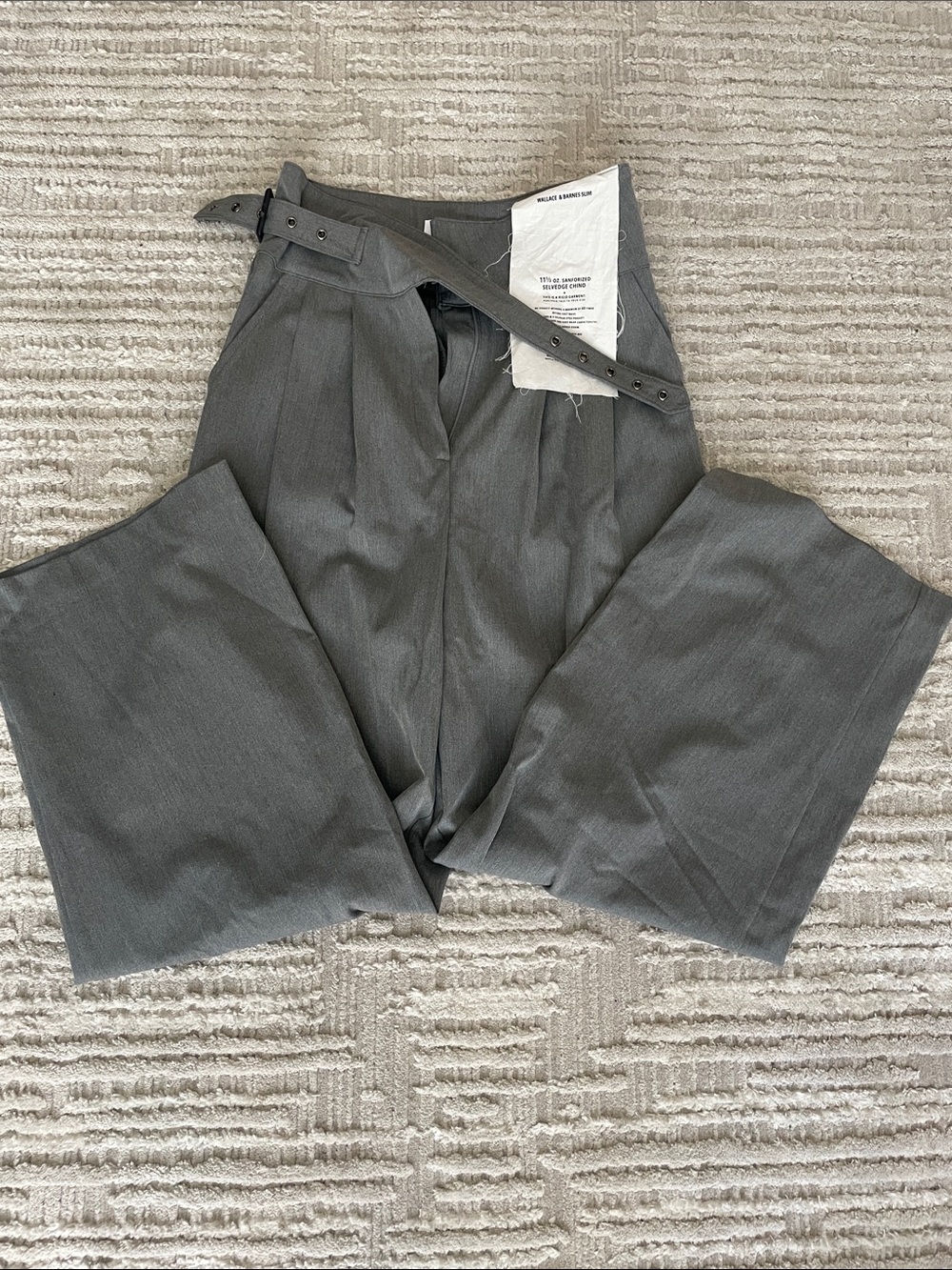 Women’s Gray Pleated Dress Pants with Belt